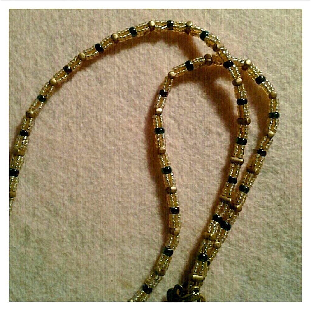 "Pharaohs colors" beaded lampwork glass necklace - Picture 3 of 6